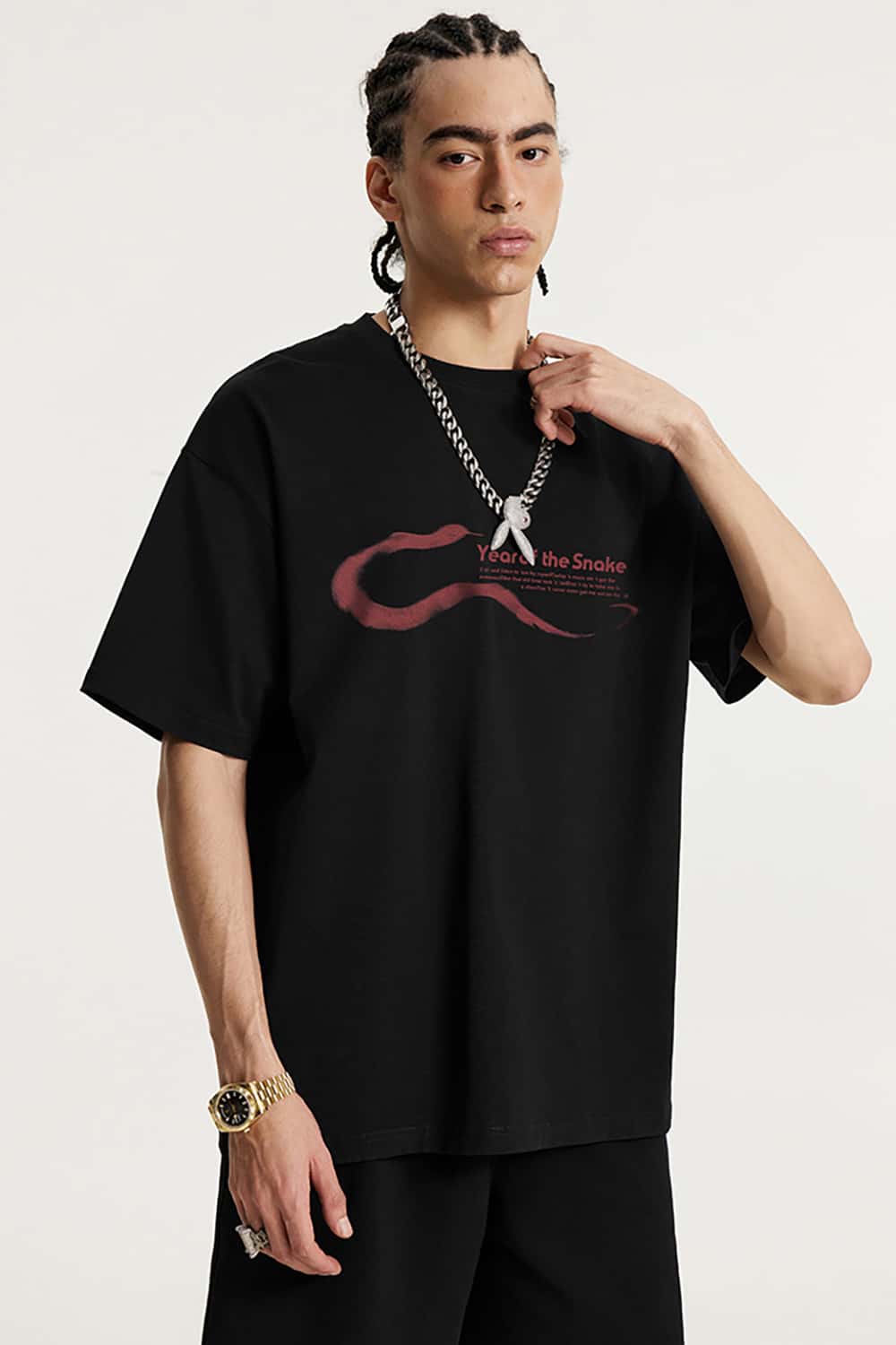 High Street Fashion T-Shirt with Simple Print - Short Sleeve Top