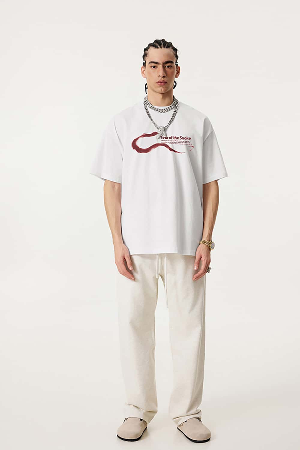 High Street Fashion T-Shirt with Simple Print - Short Sleeve Top