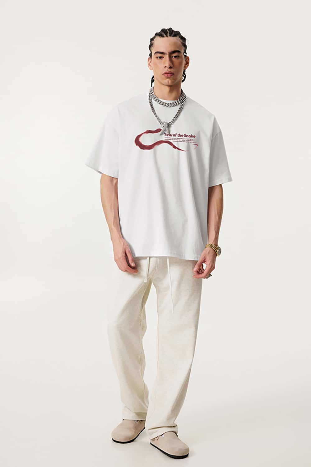 High Street Fashion T-Shirt with Simple Print - Short Sleeve Top