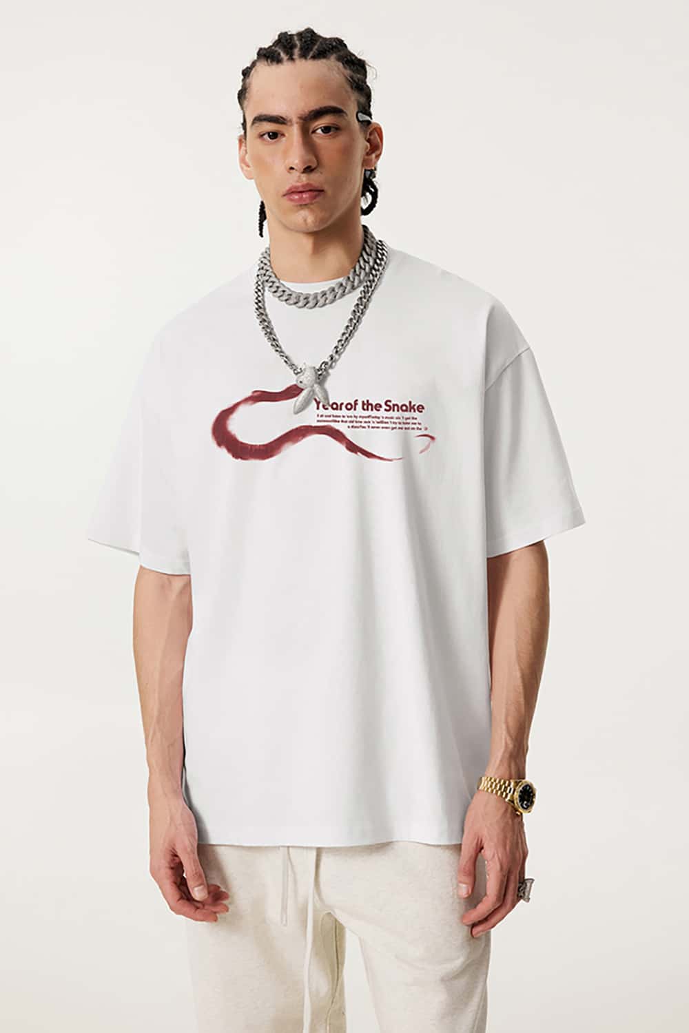 High Street Fashion T-Shirt with Simple Print - Short Sleeve Top