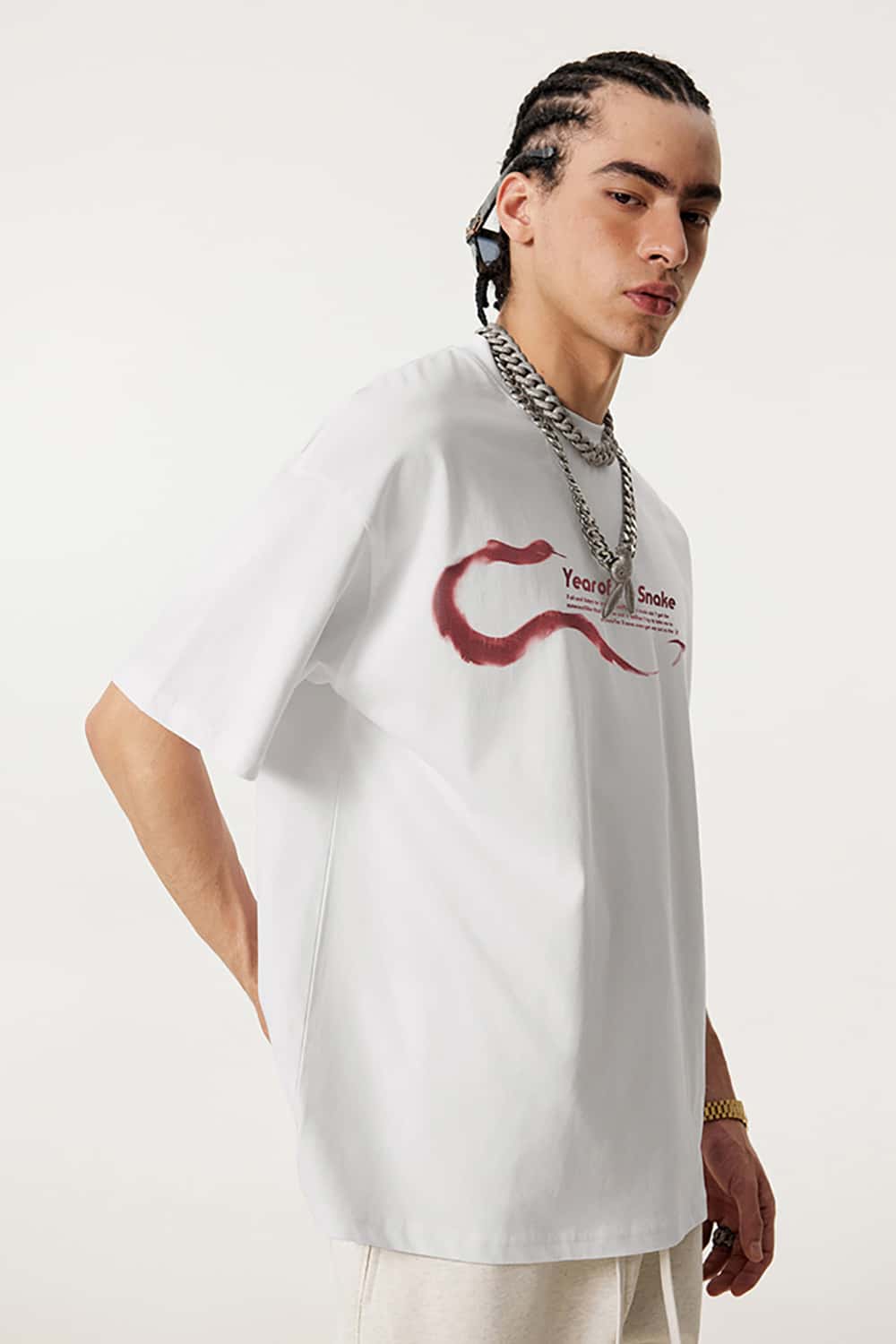 High Street Fashion T-Shirt with Simple Print - Short Sleeve Top