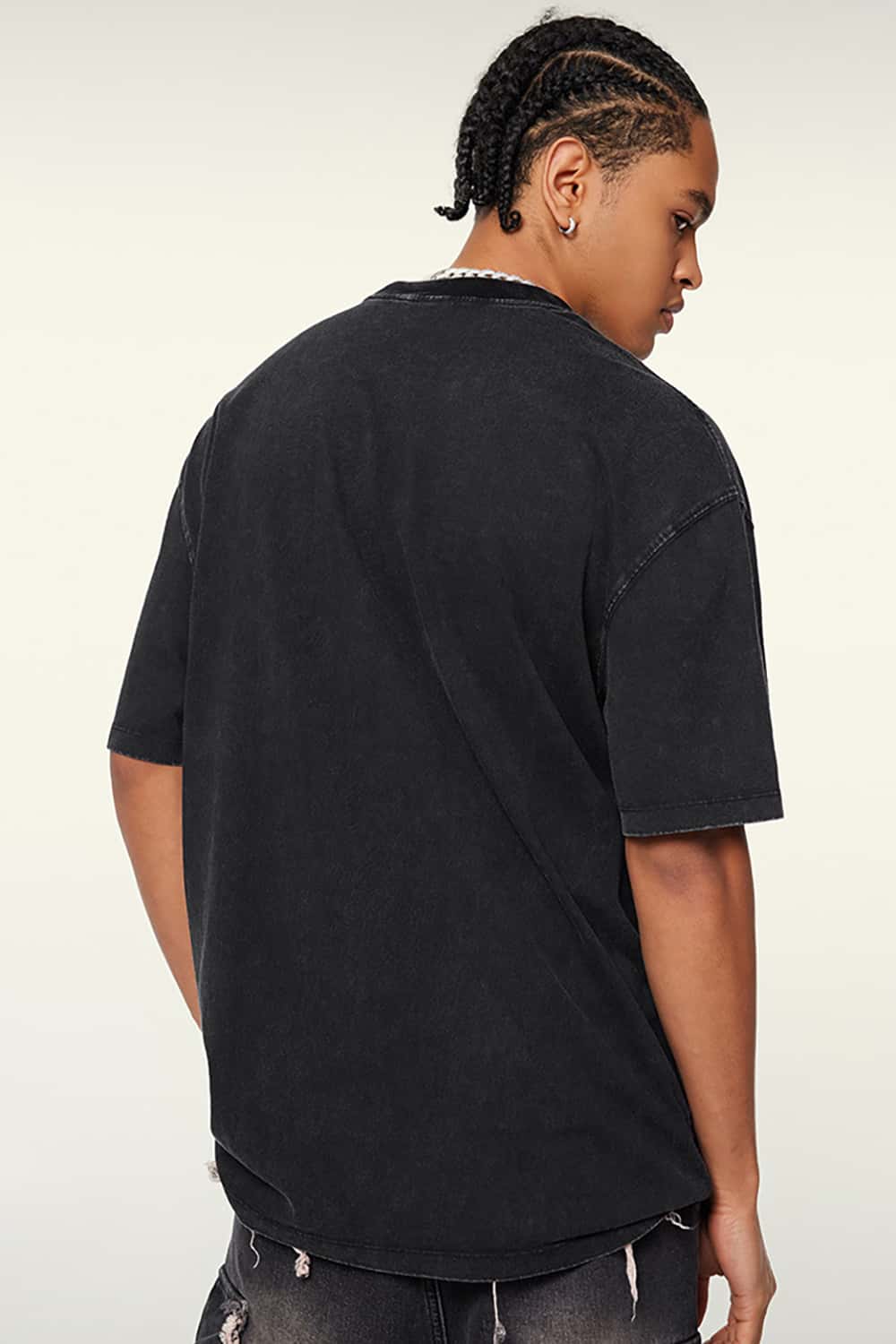 High Street Heavyweight Vintage Cotton T-Shirt with Safety Pin Graphic