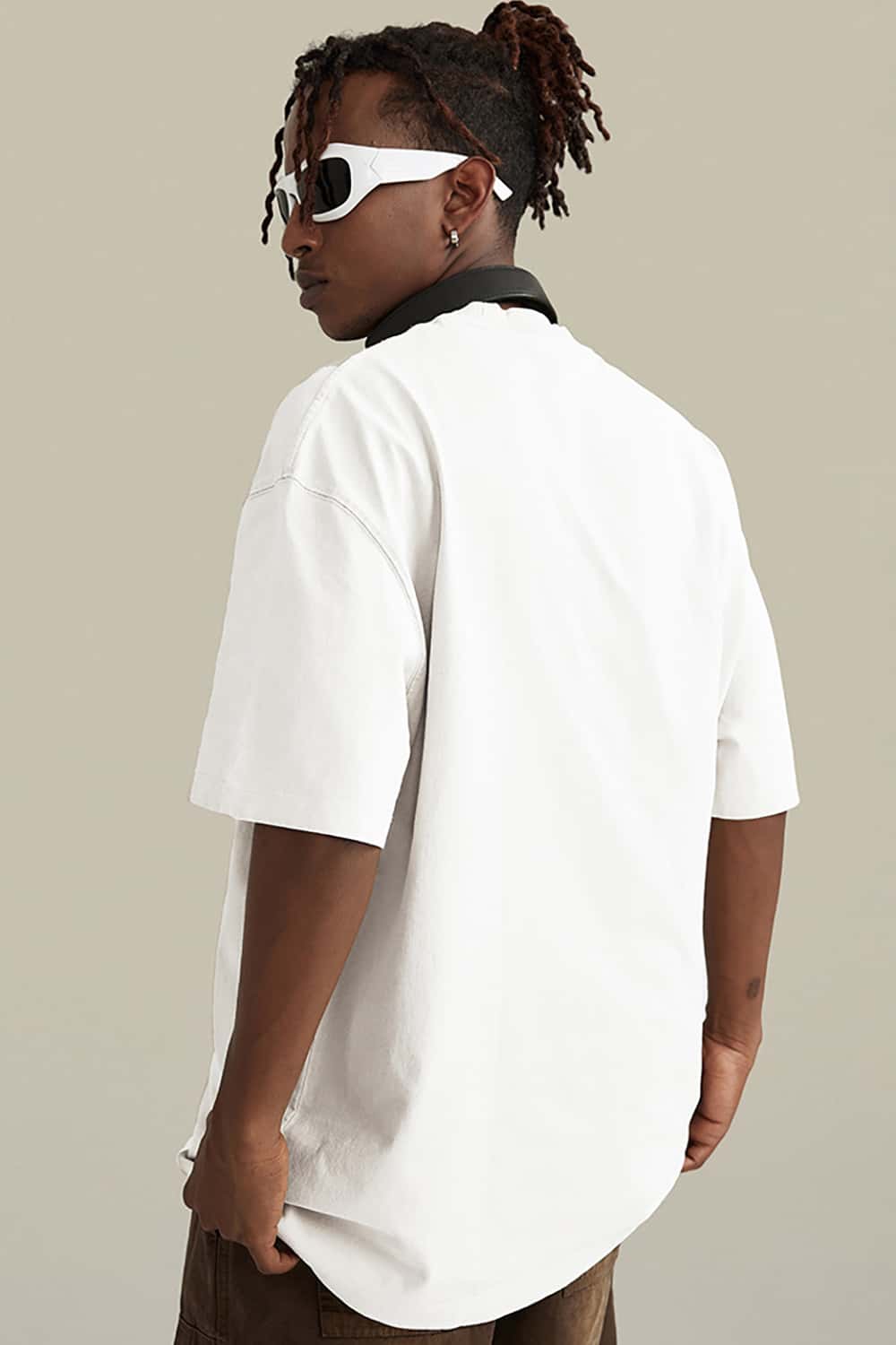 High Street Heavyweight Vintage Cotton T-Shirt with Safety Pin Graphic