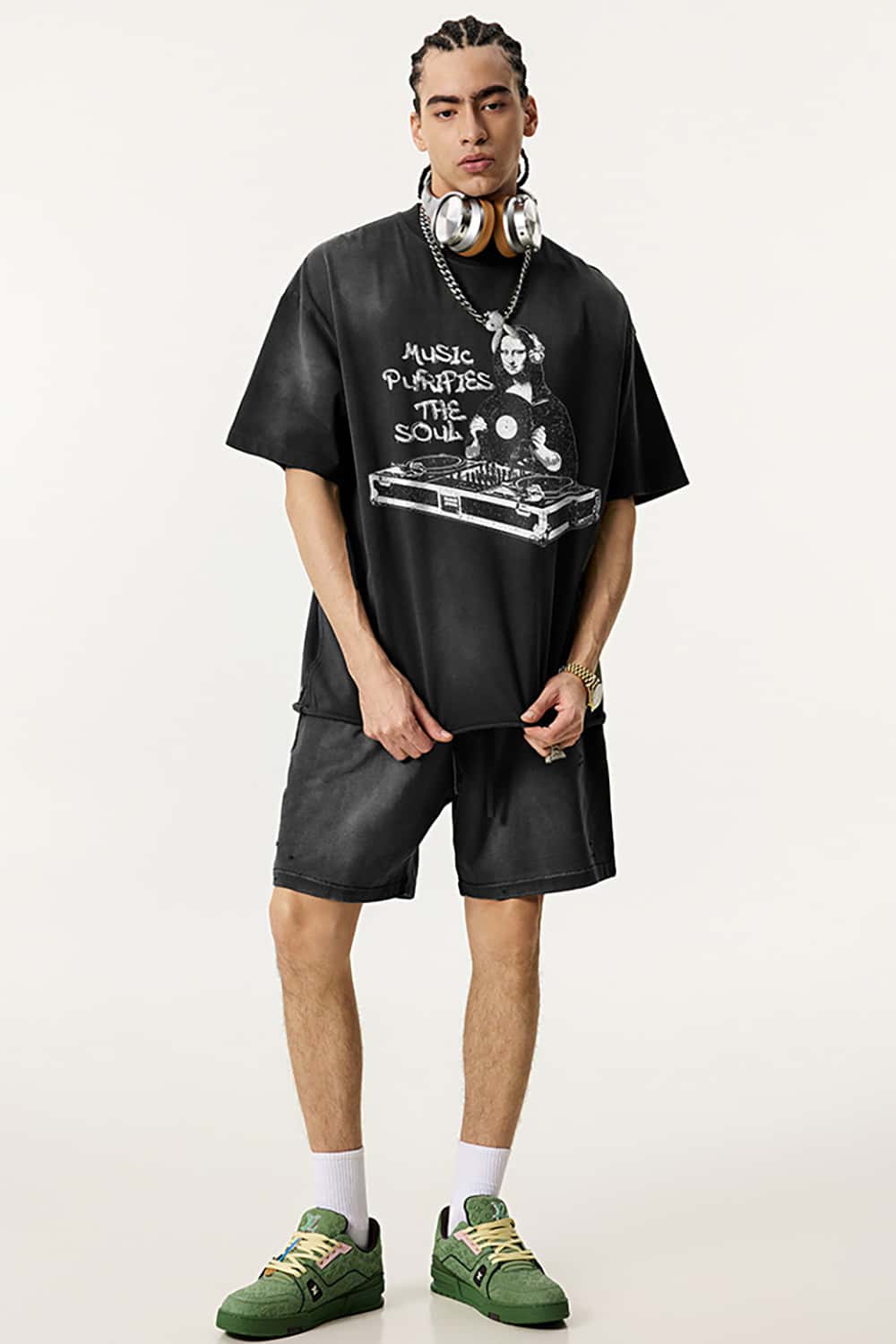 Vintage Parody Print T-Shirt - Loose Fit Short Sleeve Top