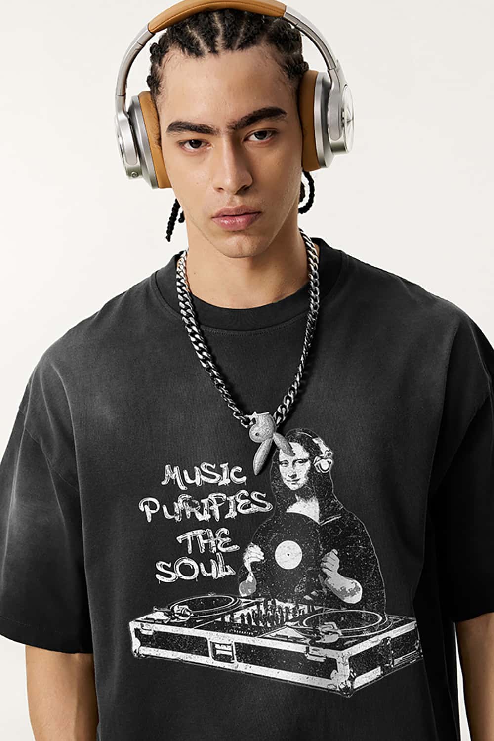 Vintage Parody Print T-Shirt - Loose Fit Short Sleeve Top