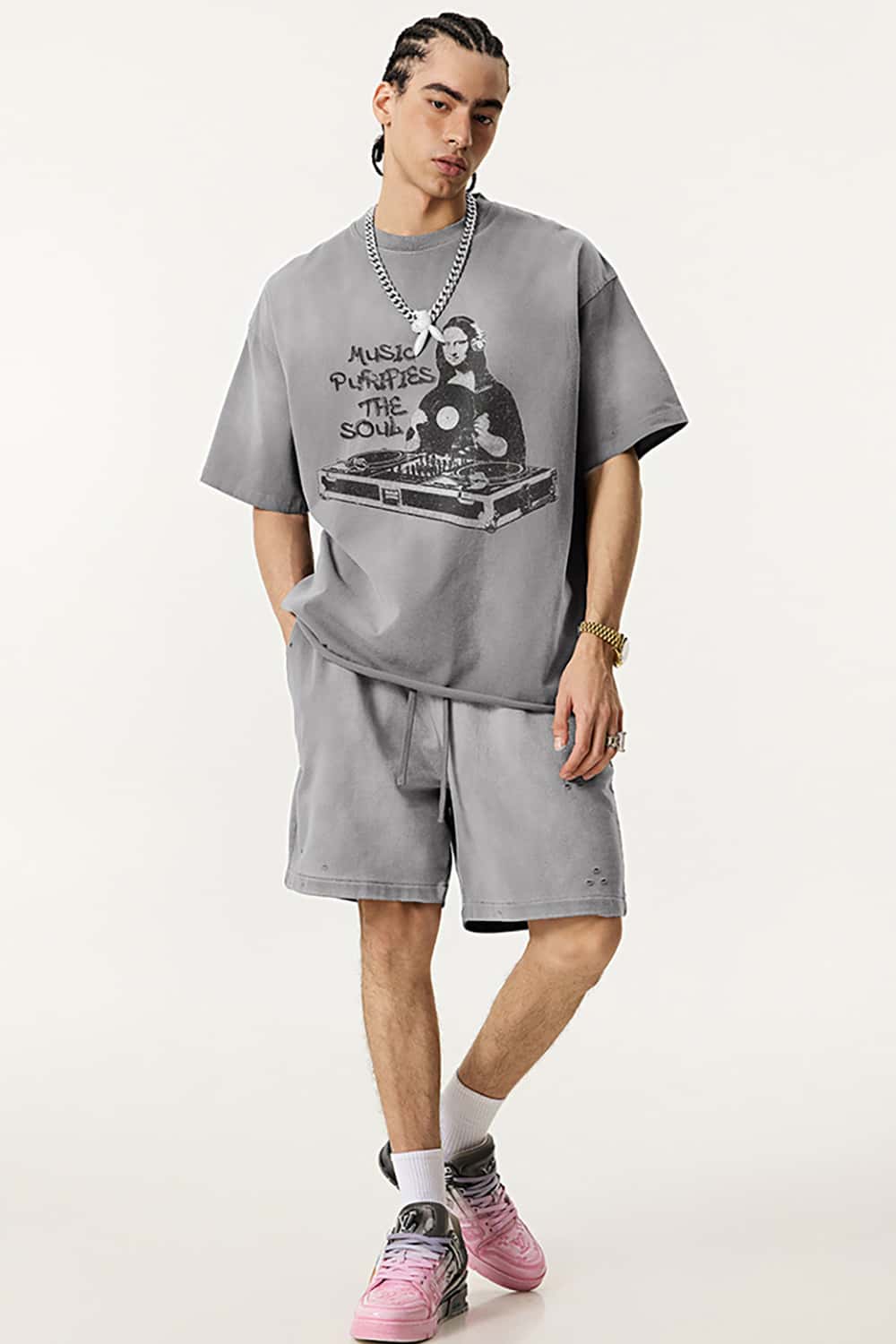 Vintage Parody Print T-Shirt - Loose Fit Short Sleeve Top