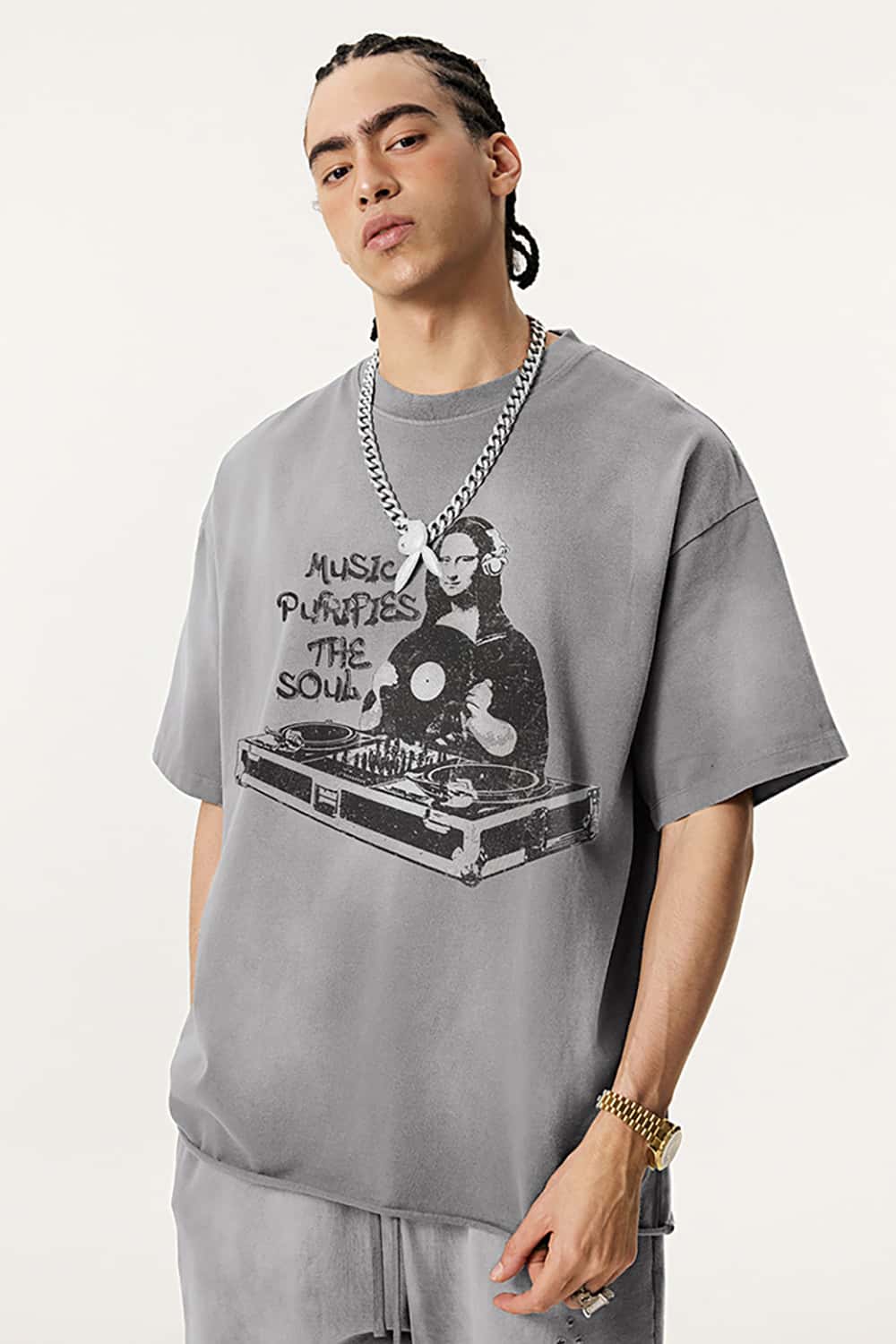 Vintage Parody Print T-Shirt - Loose Fit Short Sleeve Top