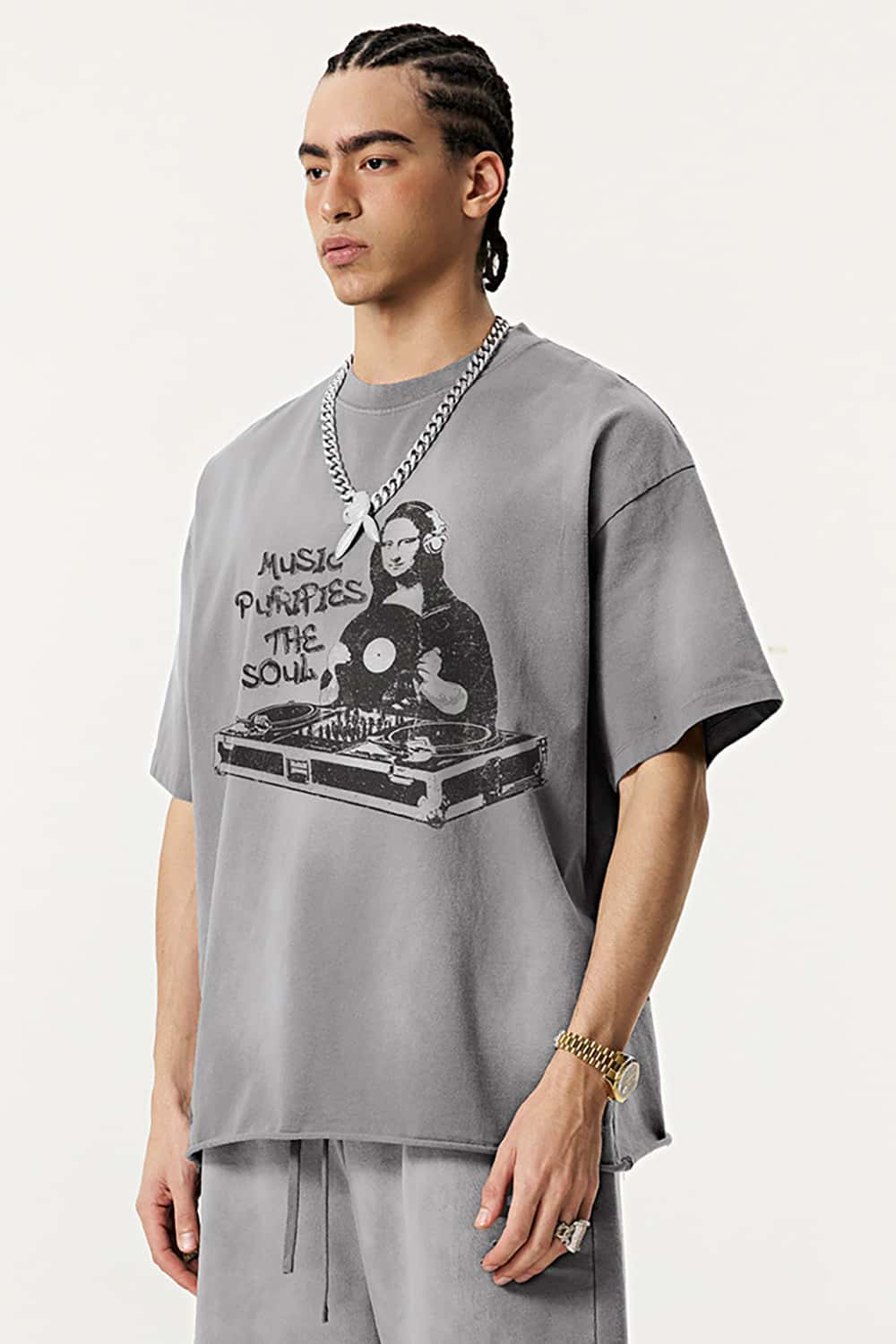 Vintage Parody Print T-Shirt - Loose Fit Short Sleeve Top