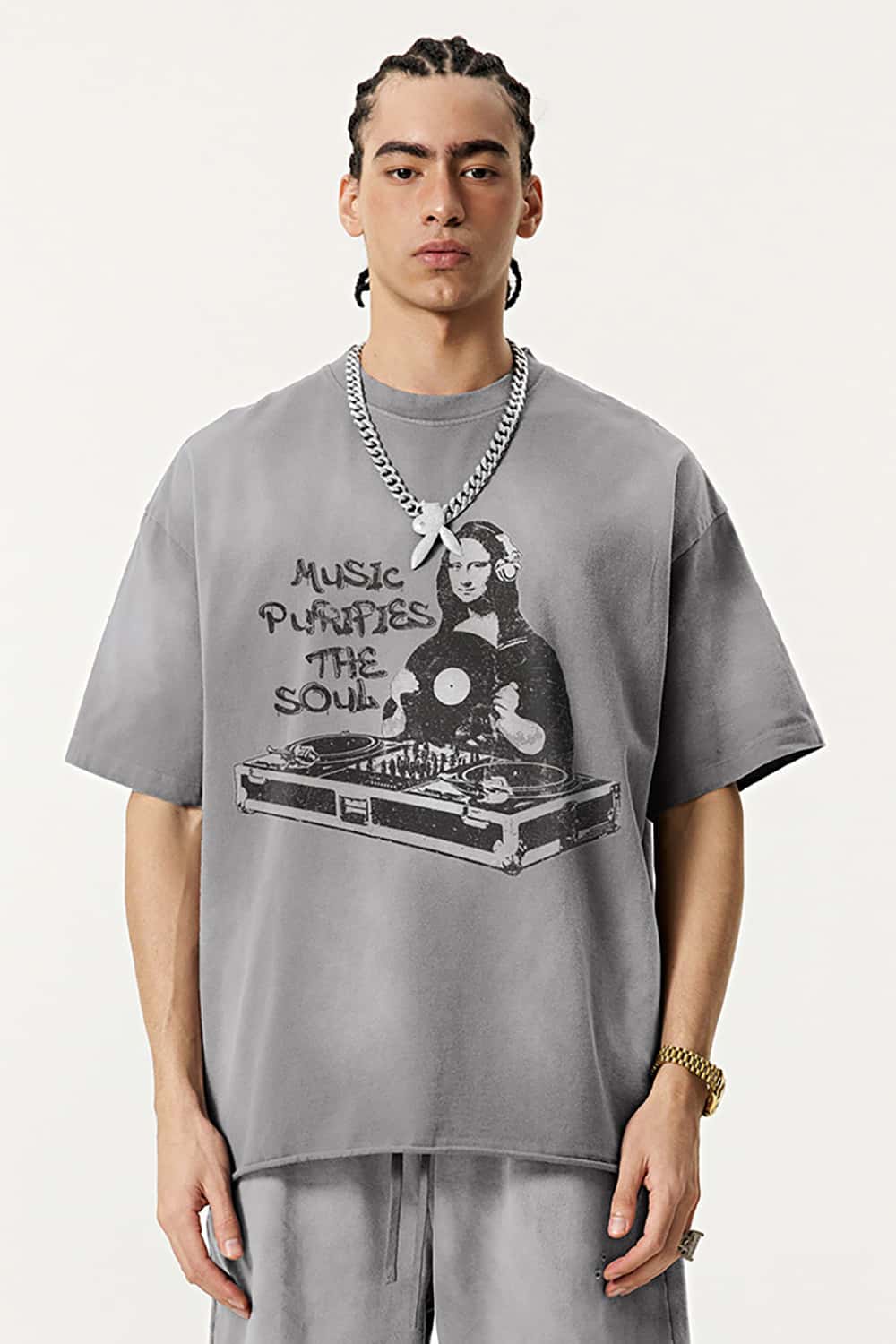 Vintage Parody Print T-Shirt - Loose Fit Short Sleeve Top