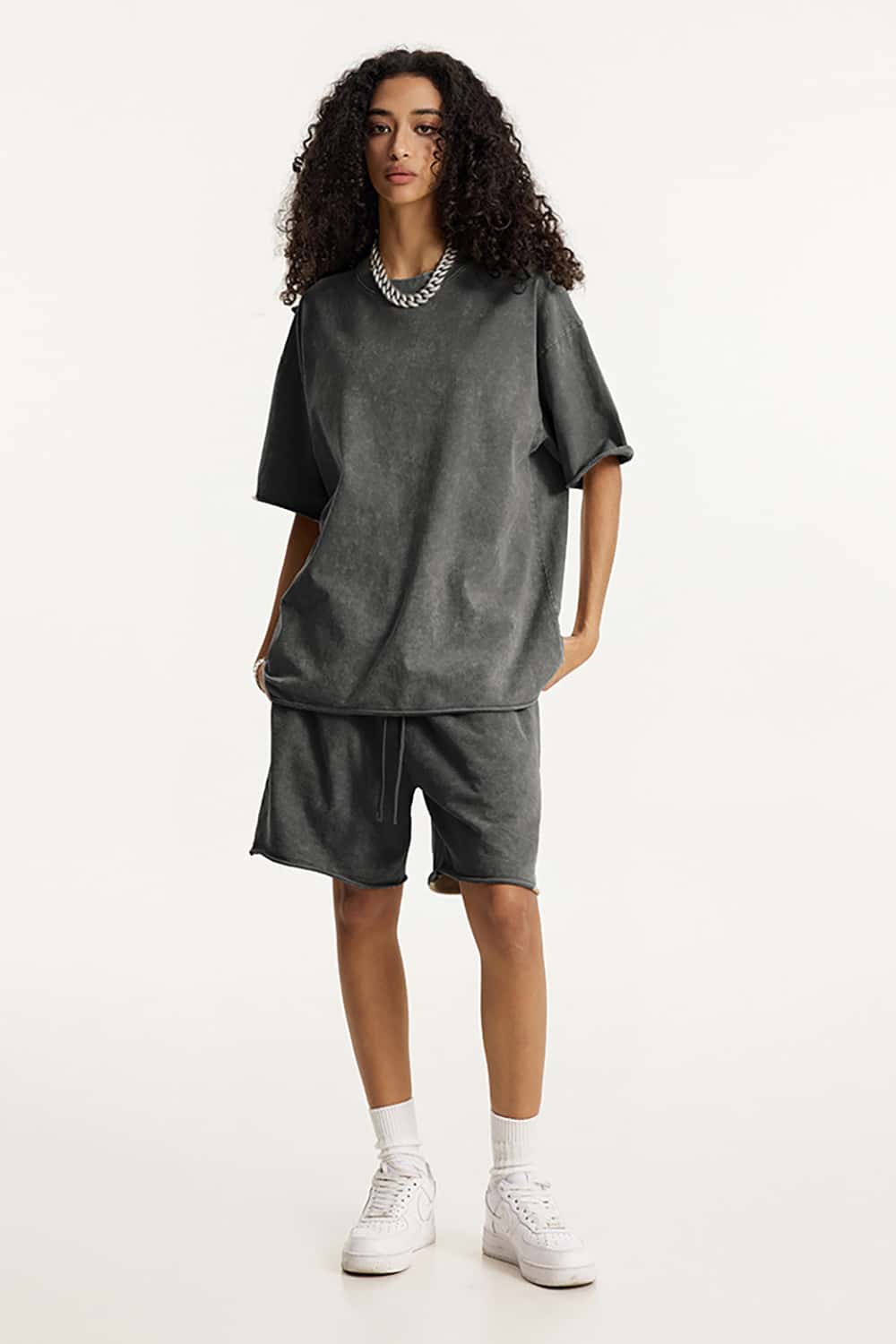 Wax-Dyed Washed T-Shirt - Loose Vintage Earth Tone Short Sleeve Top with Raw Edges