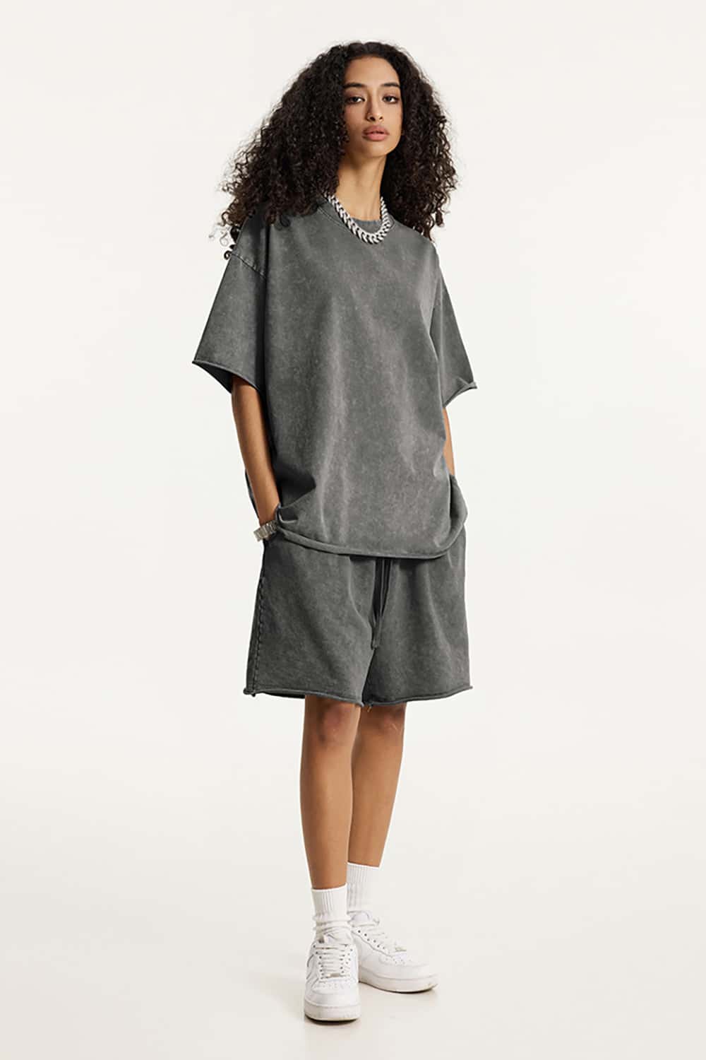 Wax-Dyed Washed T-Shirt - Loose Vintage Earth Tone Short Sleeve Top with Raw Edges