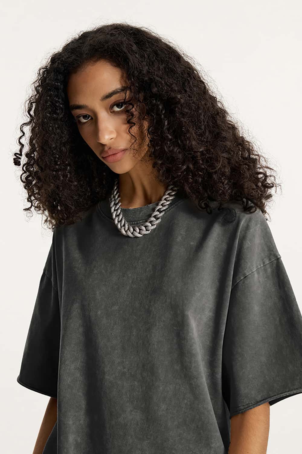 Wax-Dyed Washed T-Shirt - Loose Vintage Earth Tone Short Sleeve Top with Raw Edges