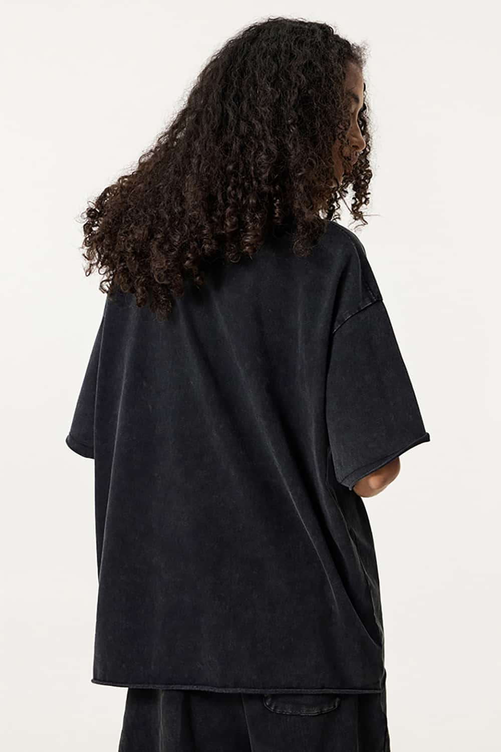 Wax-Dyed Washed T-Shirt - Loose Vintage Earth Tone Short Sleeve Top with Raw Edges