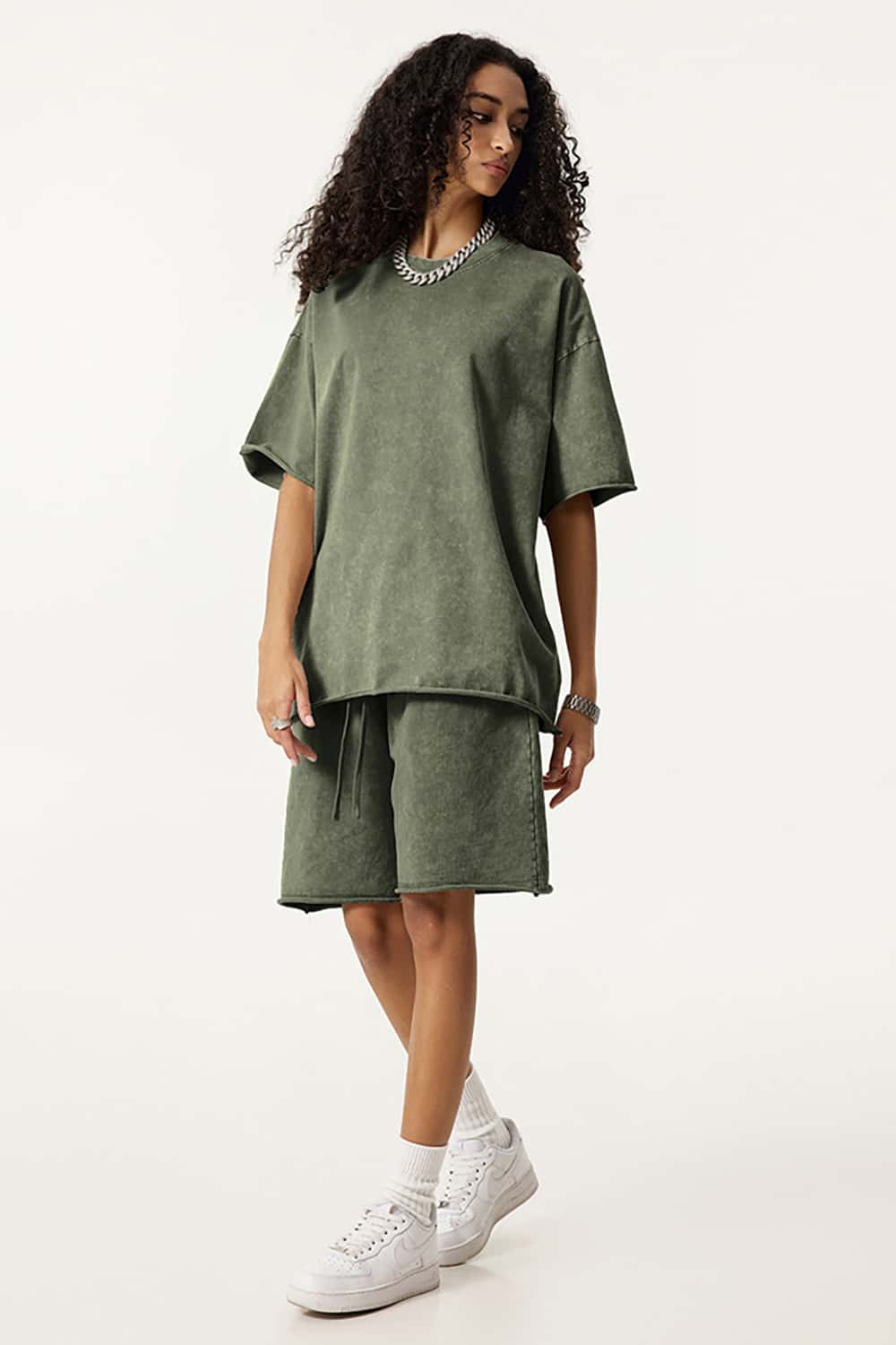 Wax-Dyed Washed T-Shirt - Loose Vintage Earth Tone Short Sleeve Top with Raw Edges