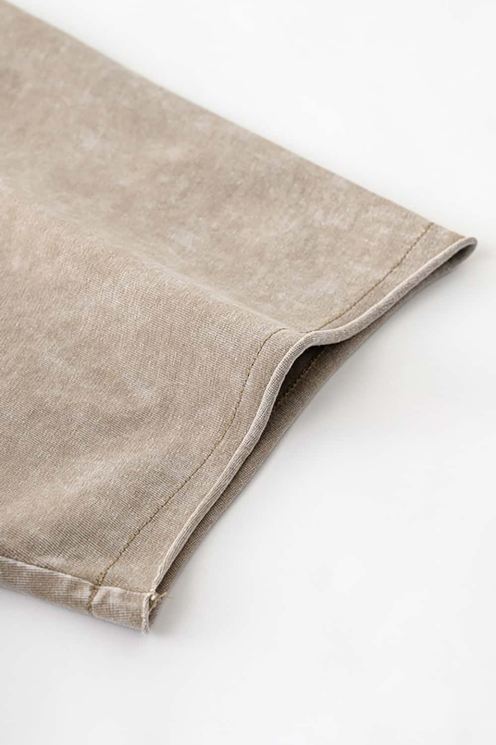 Wax-Dyed Washed T-Shirt - Loose Vintage Earth Tone Short Sleeve Top with Raw Edges
