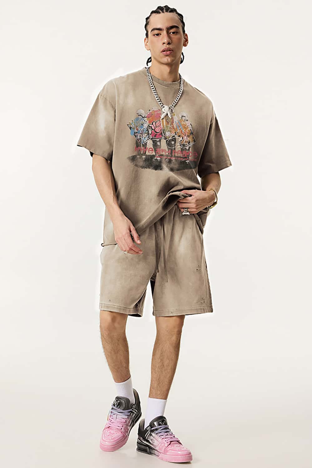 Vintage Oil Painting Graphic T-Shirt - Distressed and Faded Loose Fit Tee