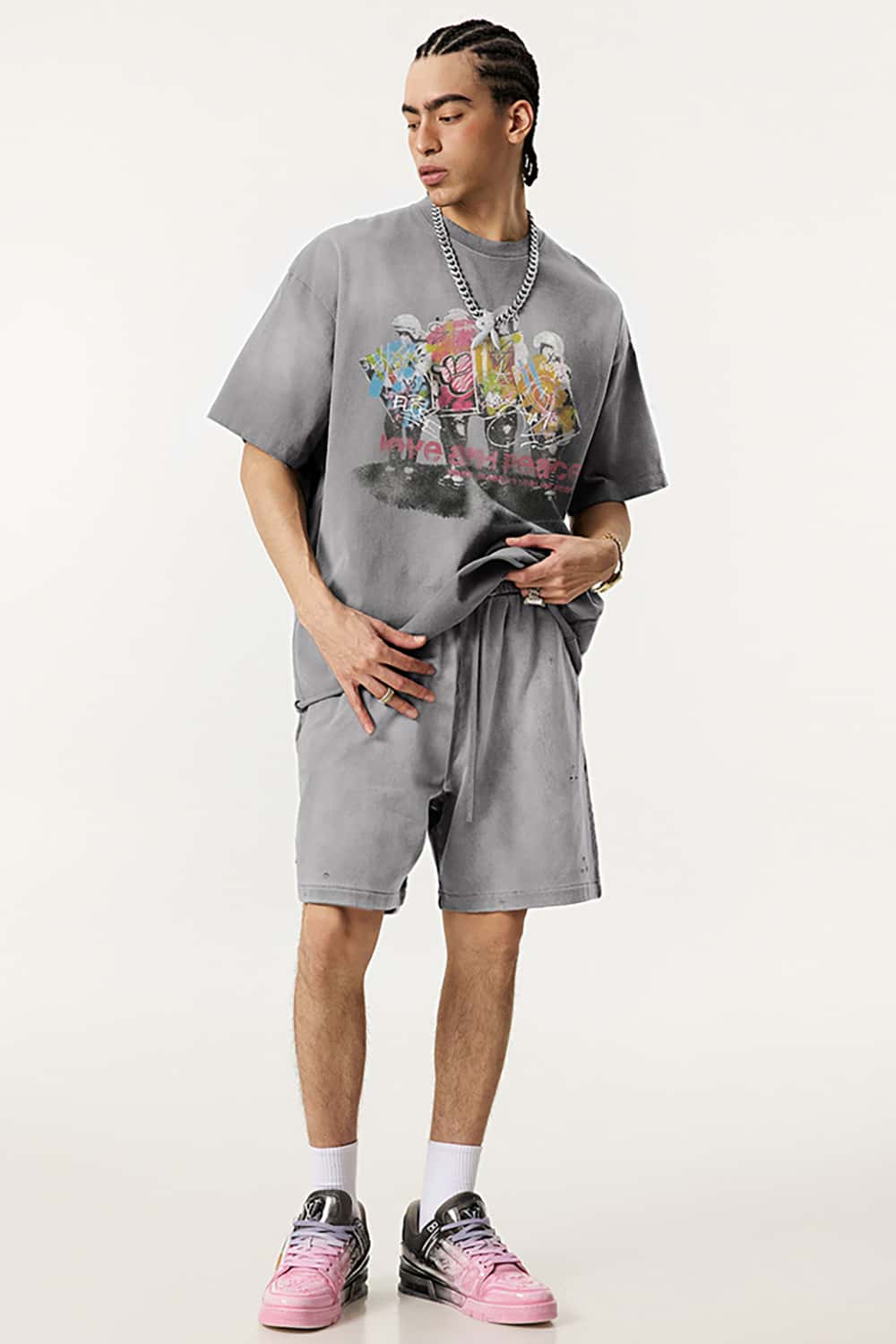 Vintage Oil Painting Graphic T-Shirt - Distressed and Faded Loose Fit Tee