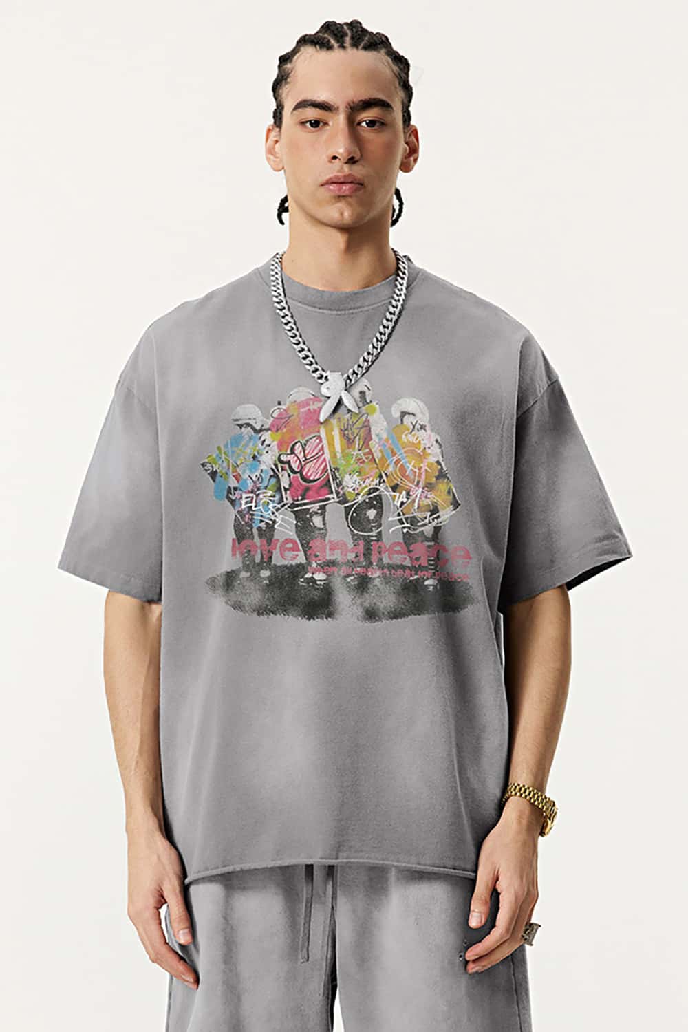 Vintage Oil Painting Graphic T-Shirt - Distressed and Faded Loose Fit Tee