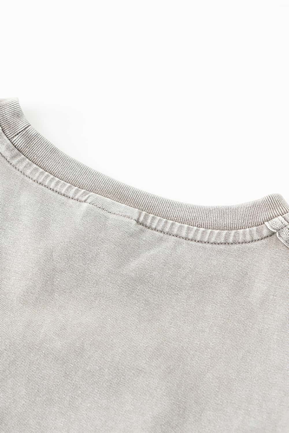 Y2K Ruched Waist Slimming T-Shirt - Water-Washed Short Sleeve with Structured Shoulders