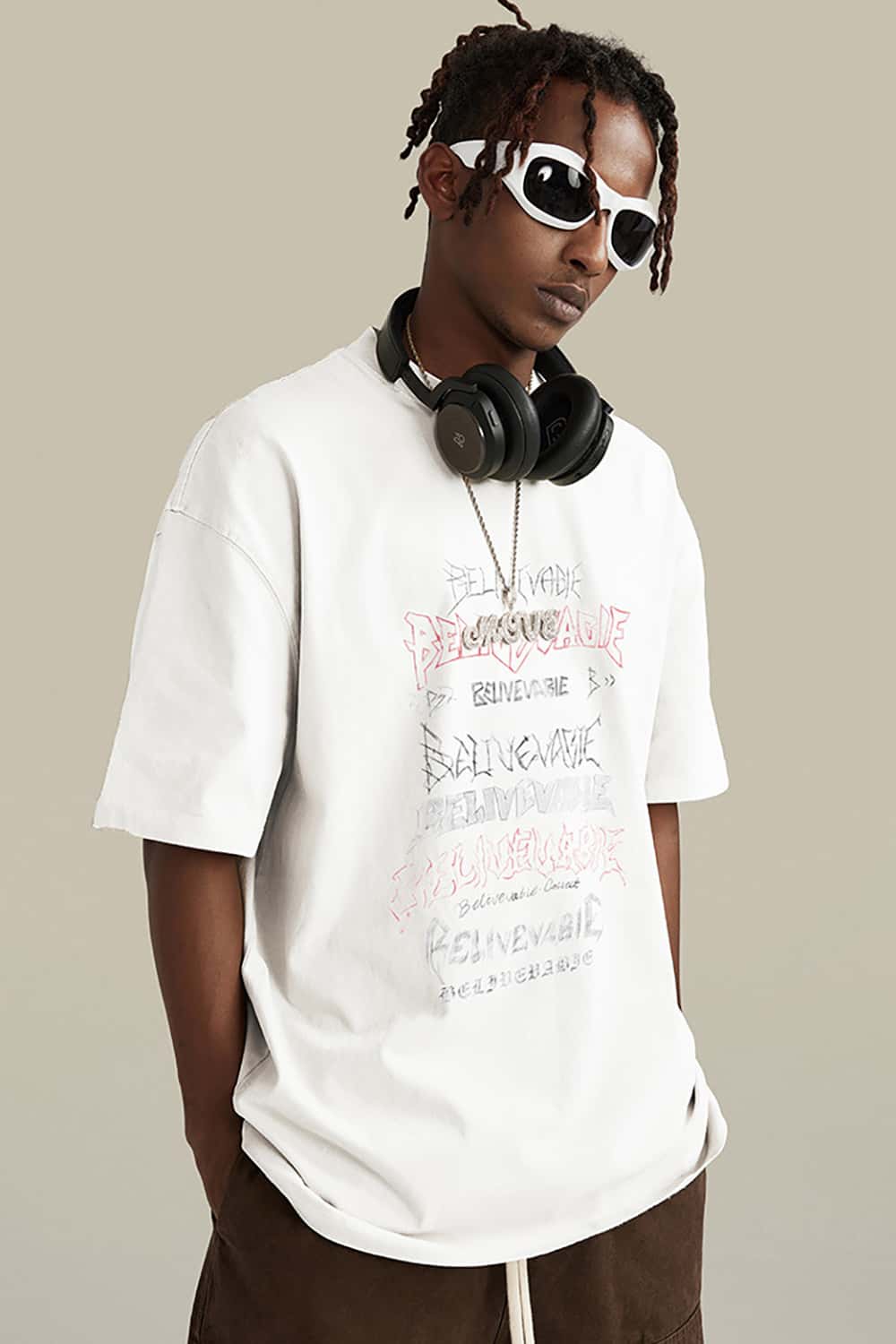 Water-Washed Print Loose Short Sleeve T-Shirt - Street Style Pure Cotton Top