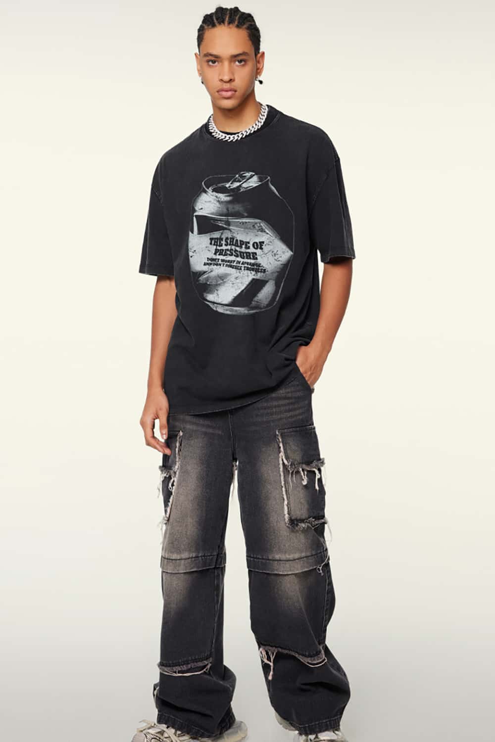 Heavyweight Cotton Oversized T-Shirt with Slogan Print - Loose Fit Short Sleeve Tee