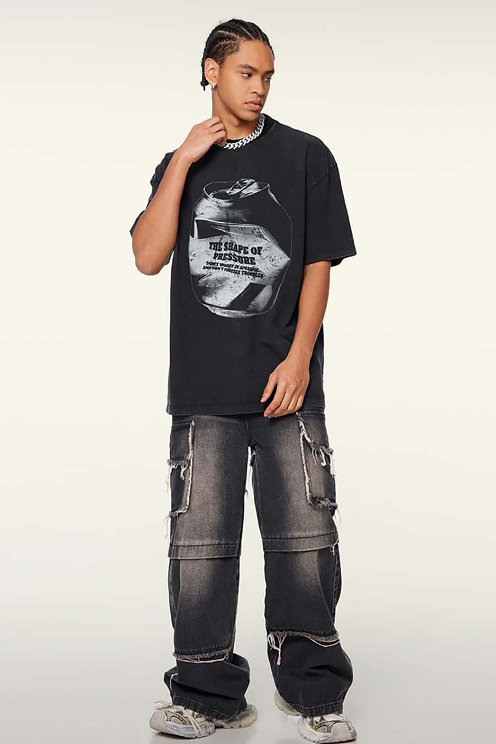 Heavyweight Cotton Oversized T-Shirt with Slogan Print - Loose Fit Short Sleeve Tee