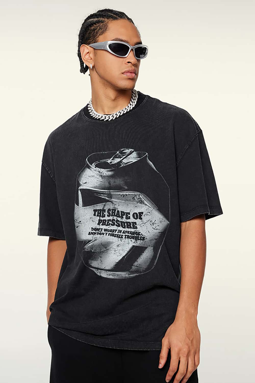 Heavyweight Cotton Oversized T-Shirt with Slogan Print - Loose Fit Short Sleeve Tee