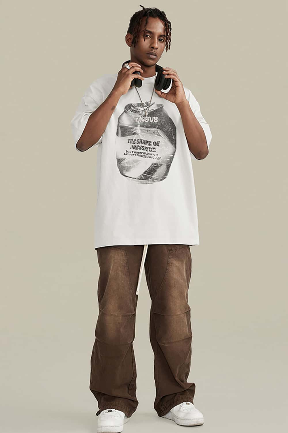 Heavyweight Cotton Oversized T-Shirt with Slogan Print - Loose Fit Short Sleeve Tee