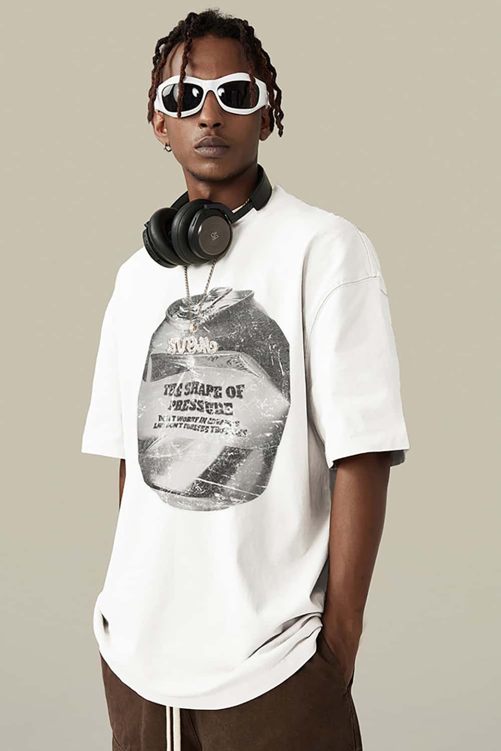 Heavyweight Cotton Oversized T-Shirt with Slogan Print - Loose Fit Short Sleeve Tee