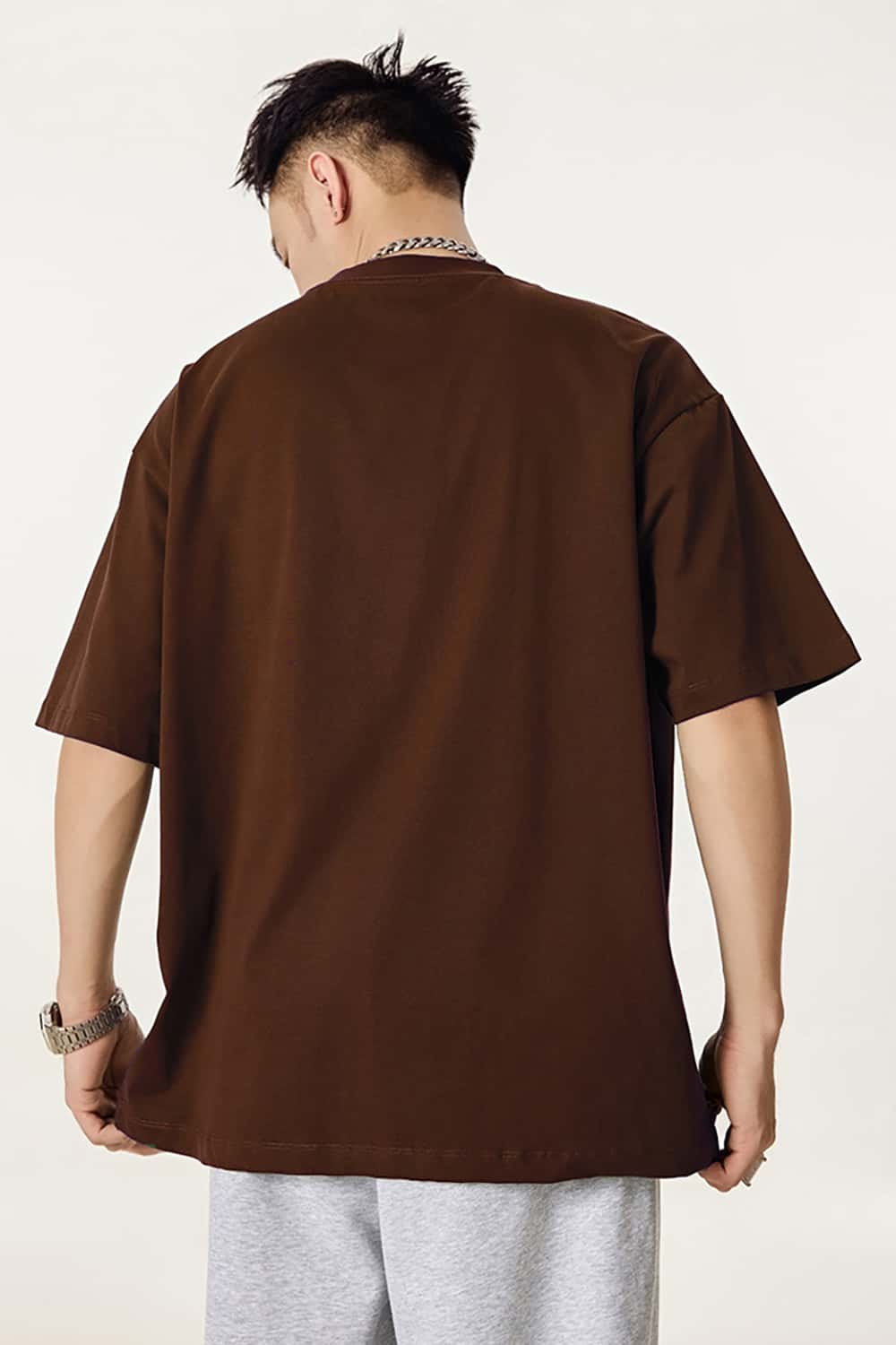 High-Density Long-Staple Cotton T-Shirt 255g - Solid Color Regular Shoulder Short Sleeve