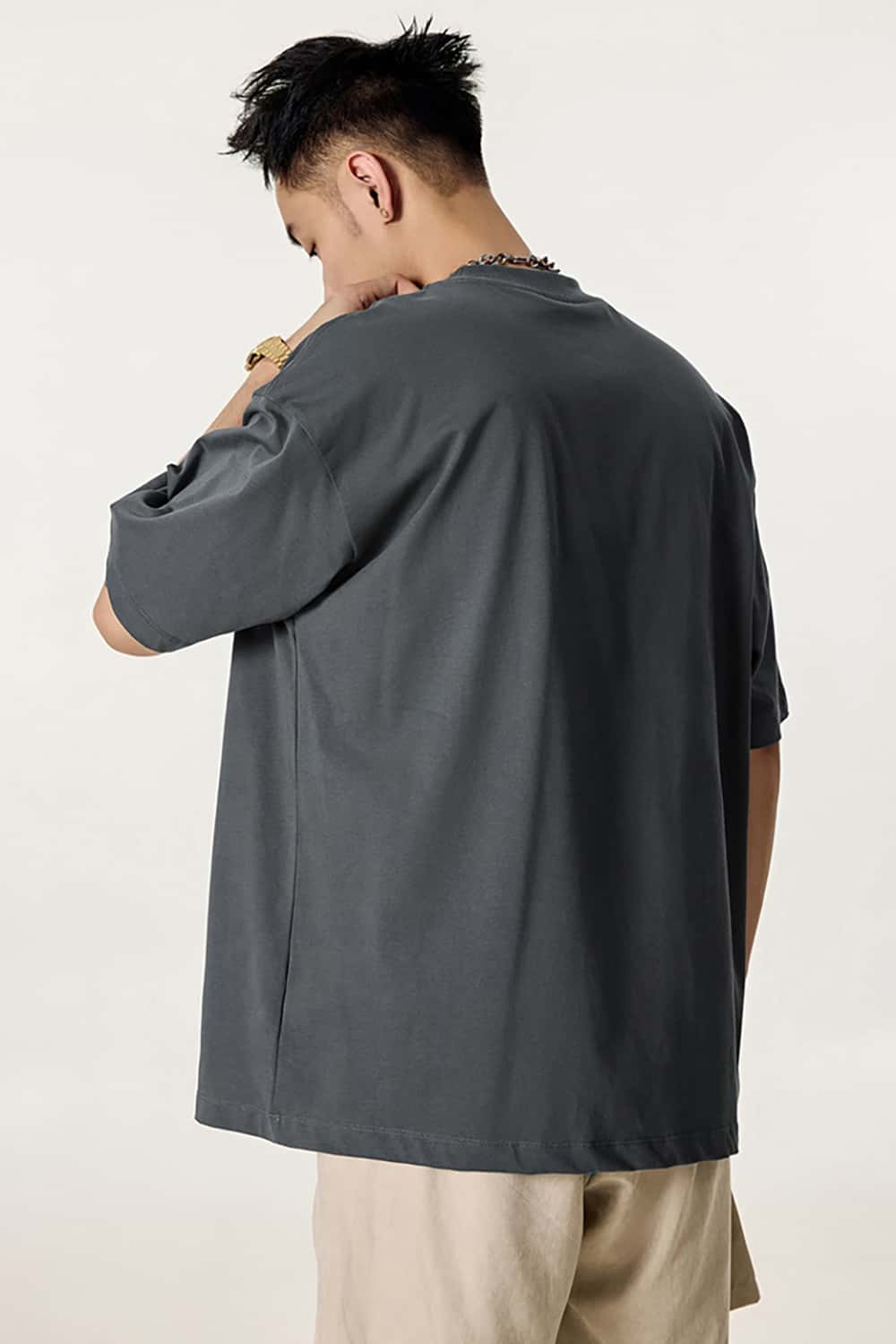 High-Density Long-Staple Cotton T-Shirt 255g - Solid Color Regular Shoulder Short Sleeve