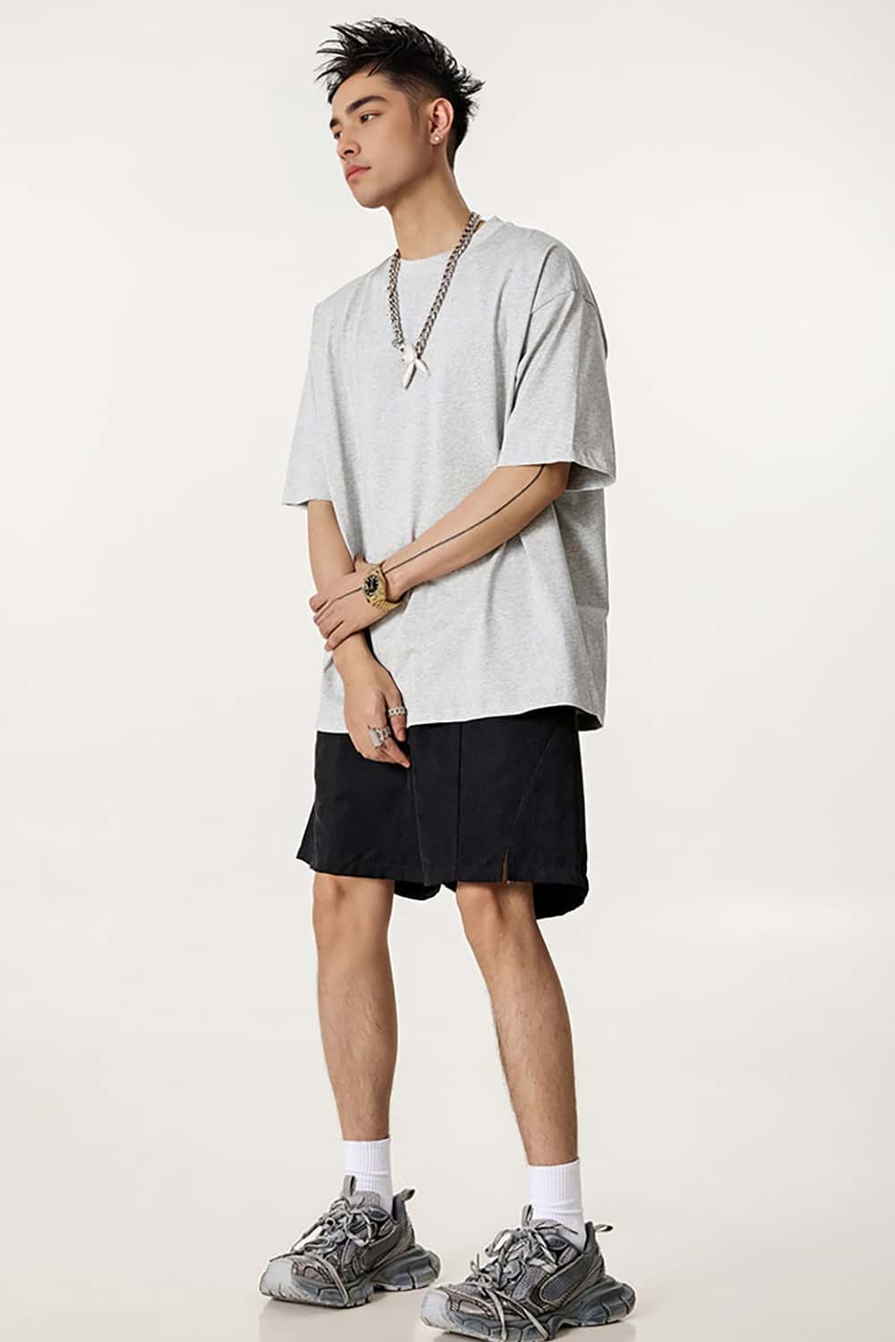 High-Density Long-Staple Cotton T-Shirt 255g - Solid Color Regular Shoulder Short Sleeve