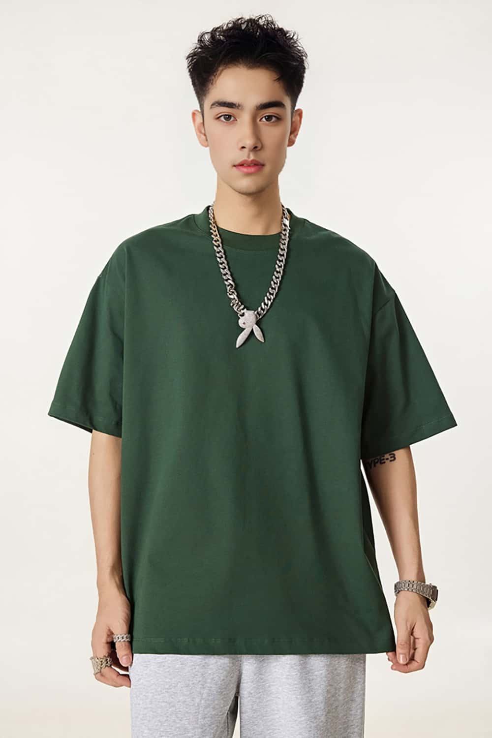 High-Density Long-Staple Cotton T-Shirt 255g - Solid Color Regular Shoulder Short Sleeve