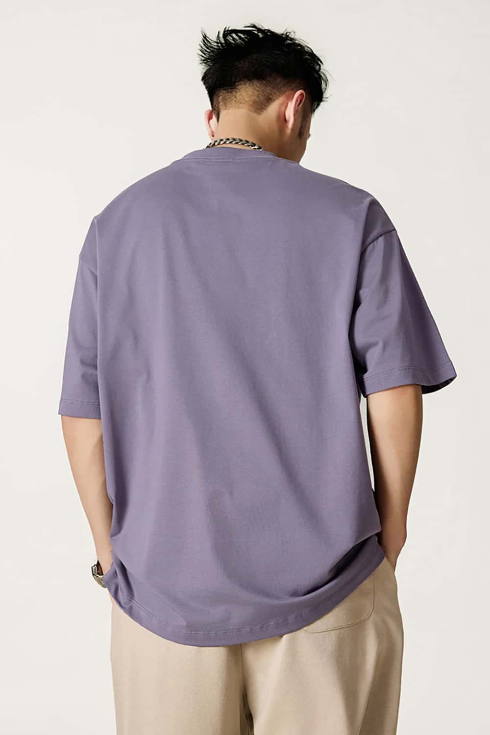 High-Density Long-Staple Cotton T-Shirt 255g - Solid Color Regular Shoulder Short Sleeve