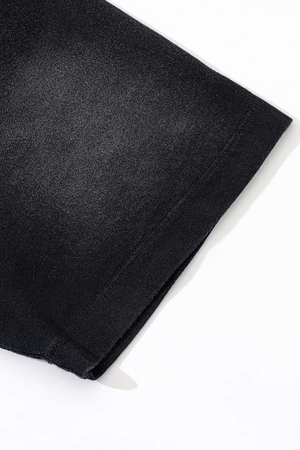 Vintage Print Heavyweight Short Sleeve T-Shirt in Black