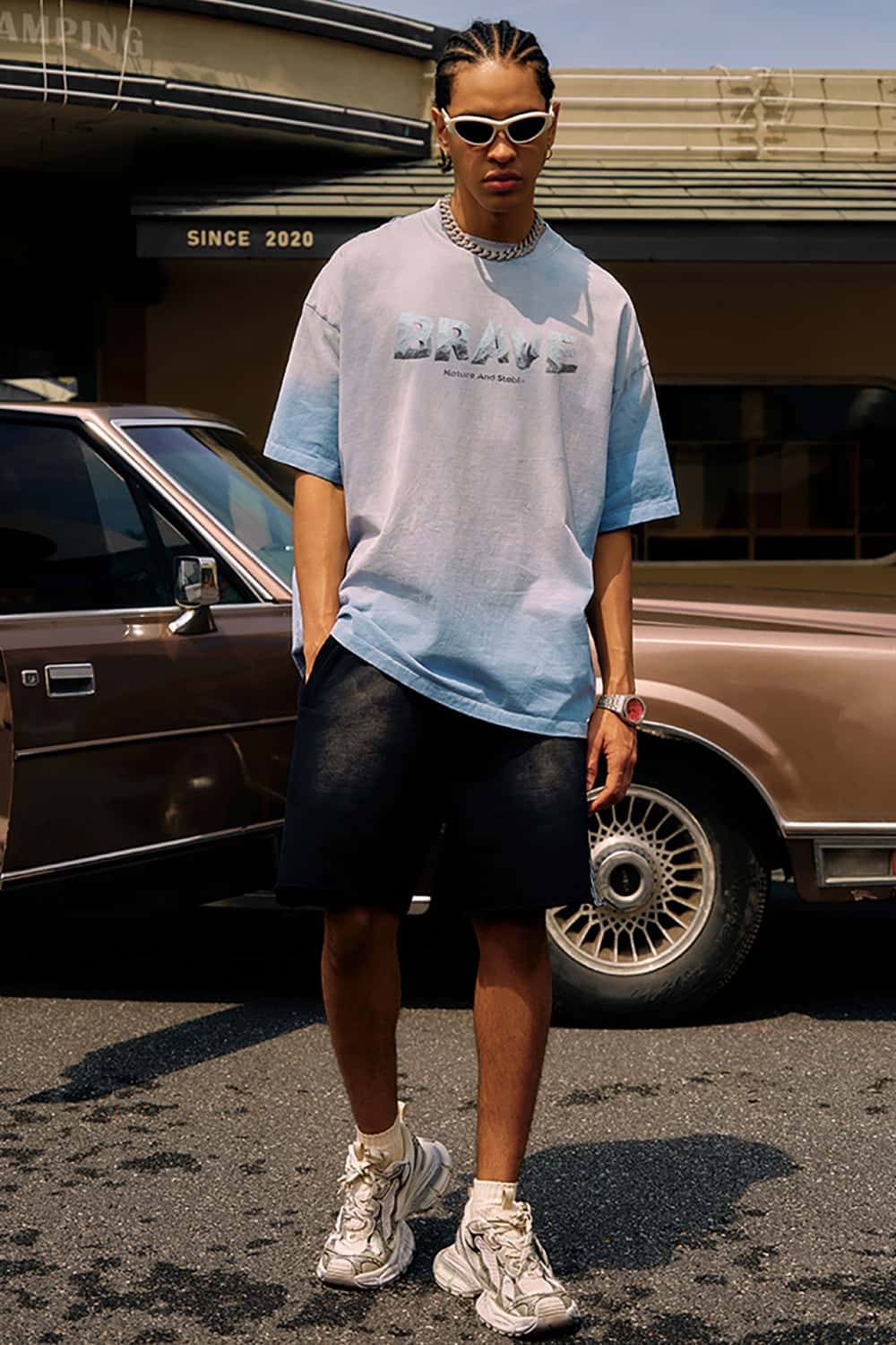 Heavyweight Tie-Dye Washed Vintage T-Shirt - Street Style Letter Print Short Sleeve Tee