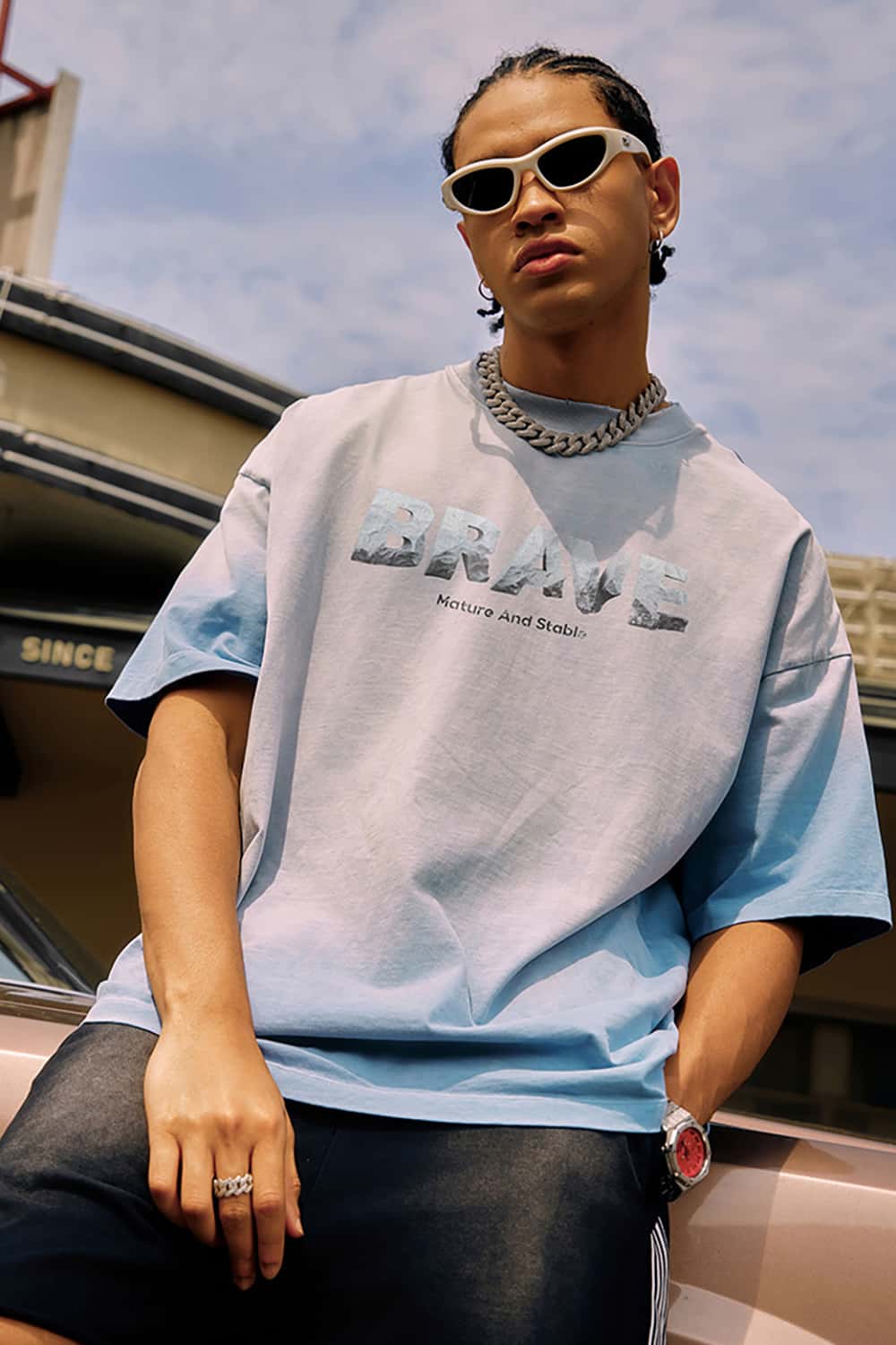 Heavyweight Tie-Dye Washed Vintage T-Shirt - Street Style Letter Print Short Sleeve Tee