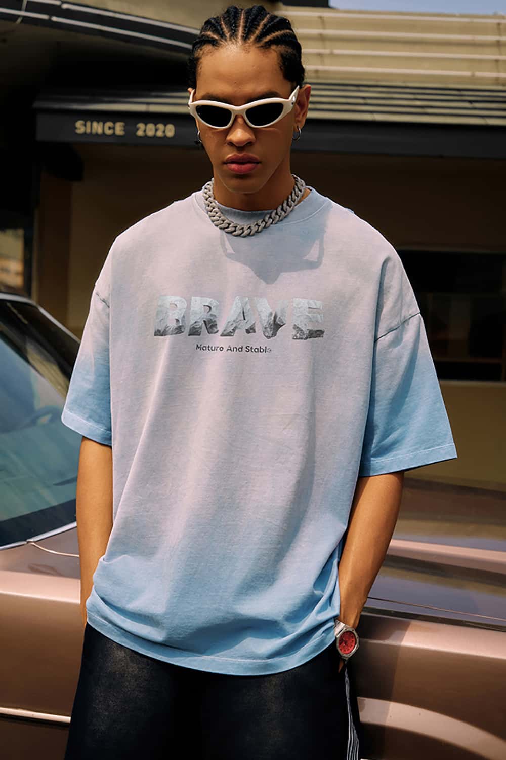 Heavyweight Tie-Dye Washed Vintage T-Shirt - Street Style Letter Print Short Sleeve Tee
