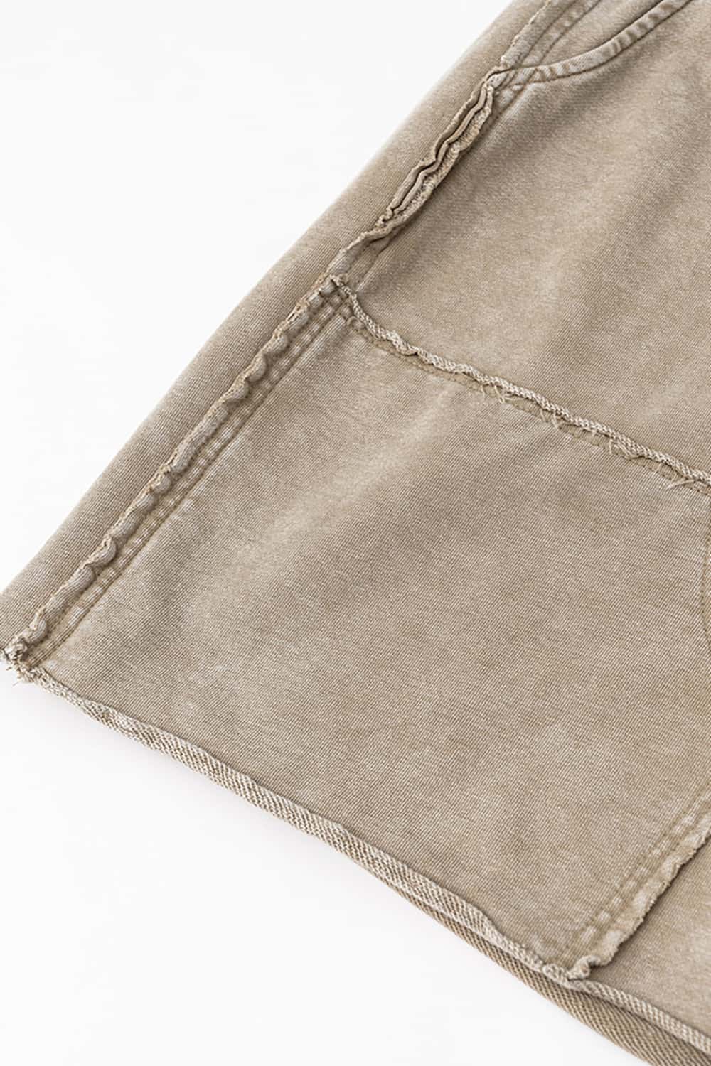 High Street Wax-Dyed Faded Patchwork Casual Cargo Shorts
