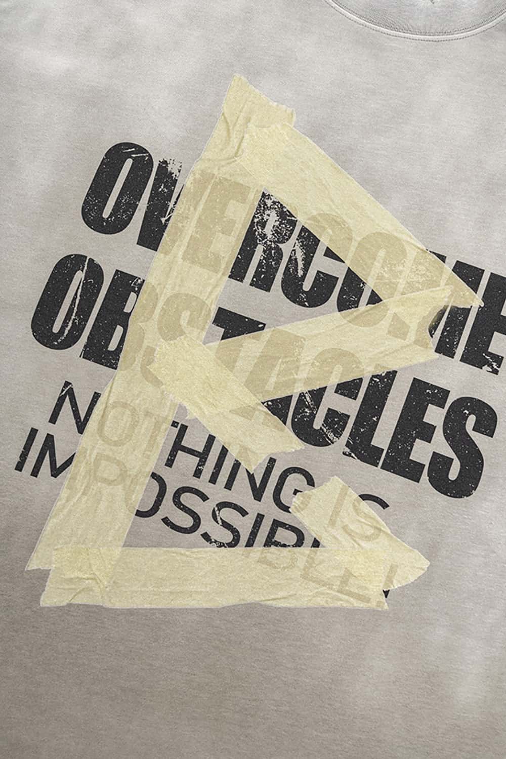 Loose-Fit Washed Cotton Short Sleeve T-Shirt with Inspirational Print