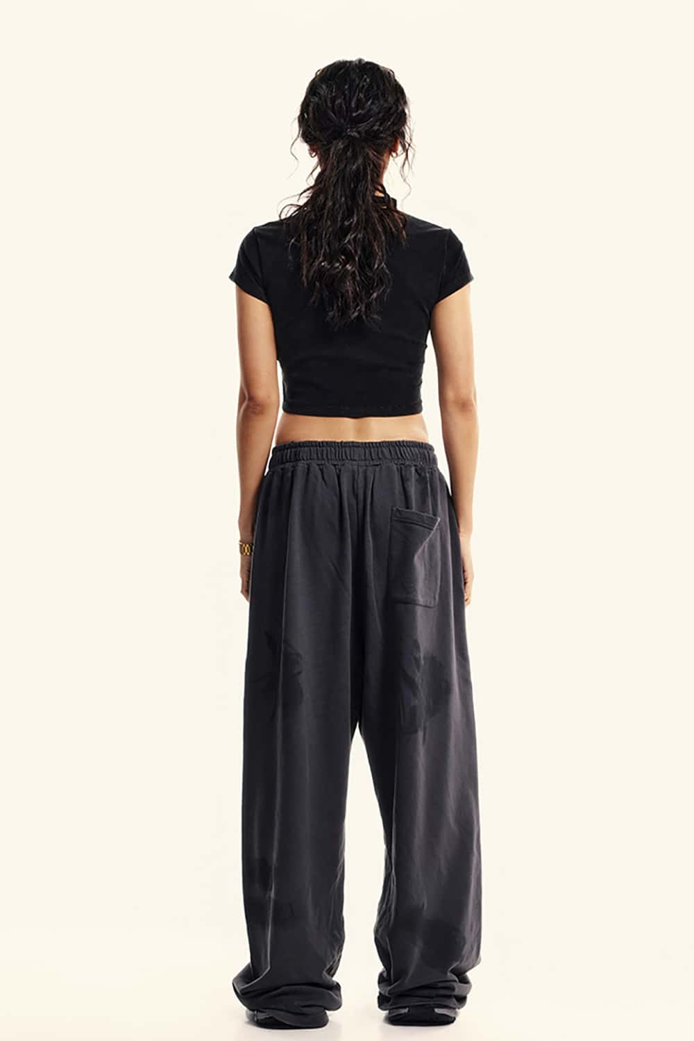 Cropped Letter Print Fitted Short Sleeve T-Shirt
