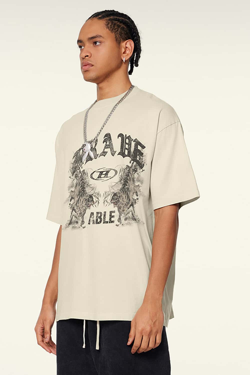 High Street Vintage Print Loose Casual Short Sleeve T-Shirt