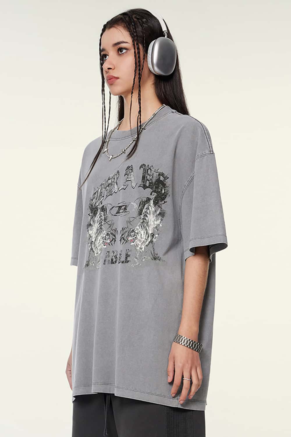 High Street Vintage Print Loose Casual Short Sleeve T-Shirt