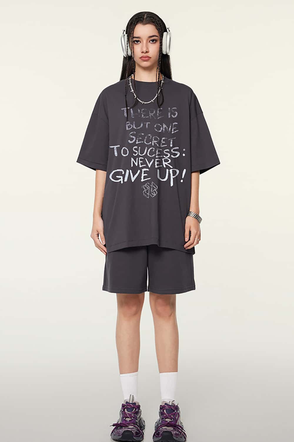 Hip-Hop Gradient Letter Print Short Sleeve T-Shirt