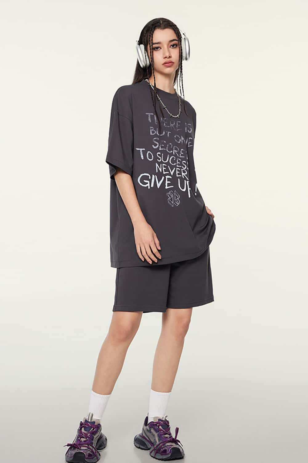 Hip-Hop Gradient Letter Print Short Sleeve T-Shirt
