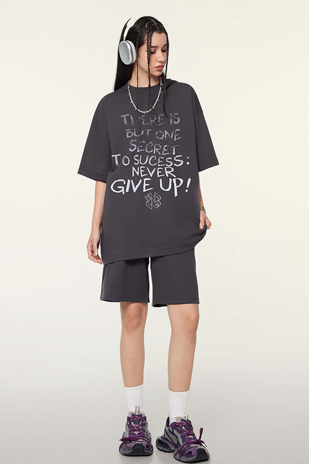 Hip-Hop Gradient Letter Print Short Sleeve T-Shirt