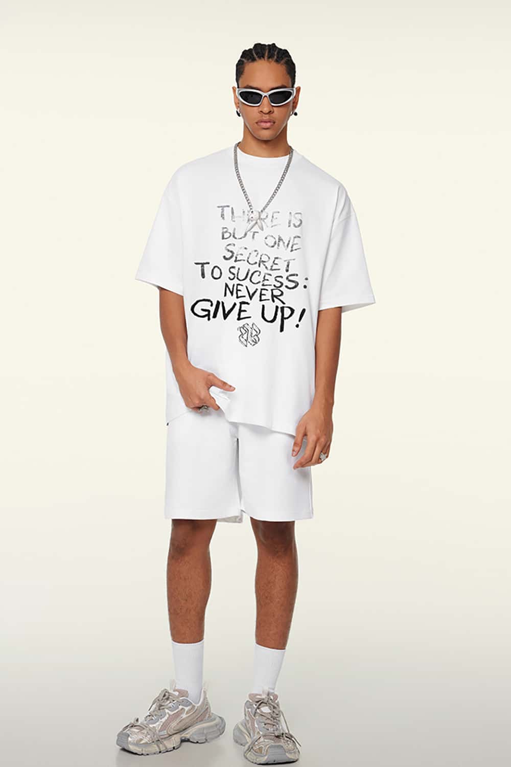 Hip-Hop Gradient Letter Print Short Sleeve T-Shirt
