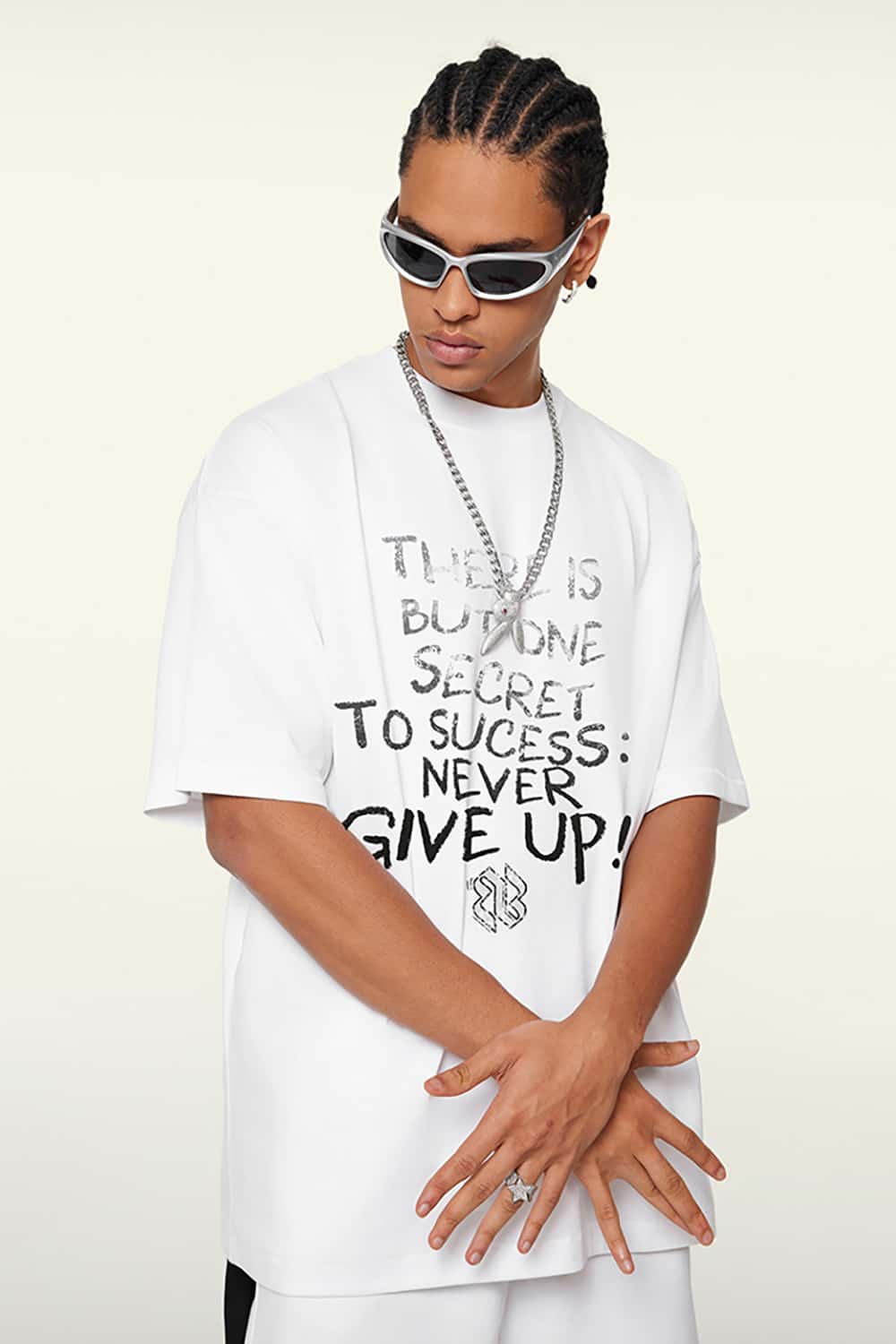Hip-Hop Gradient Letter Print Short Sleeve T-Shirt