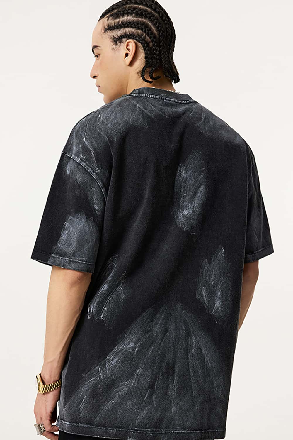 Custom Distressed Graffiti Paint Short Sleeve T-Shirt