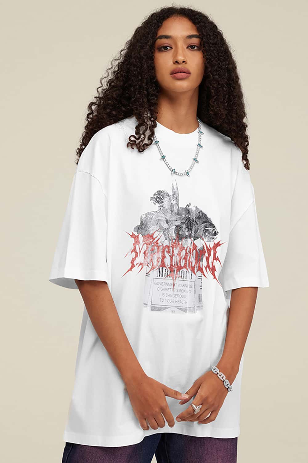 Vintage Heavyweight Cotton T-Shirt with Direct Spray Smoke Shell Print